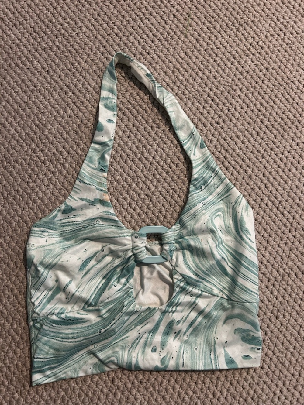 Princess Polly Seafoam Green Marble Halter Crop Top